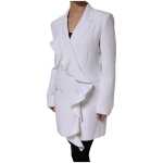 Msgm White Polyester Long Sleeves Ruffled Wrap Jacket 2