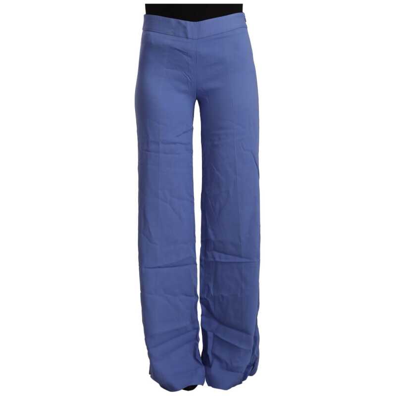 P.A.R.O.S.H. Blue High Waist Viscose Straight Wide Leg Pants, theFeinheit