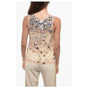 Parosh Mesh Top With Shimmer Effect Application 2