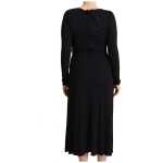 Pinko Elegant Black Nylon Stretch Maxi Dress 3