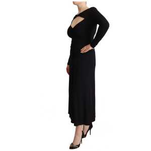 Pinko Elegant Black Nylon Stretch Maxi Dress