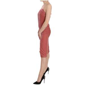 Pinko Pink Lace Silk Blend Midi Dress With Side Slit