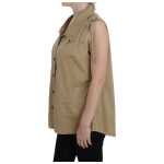 Plein Sud Beige Sleeveless Cotton Blouse 2