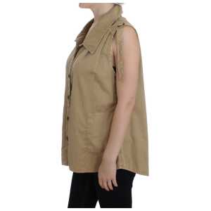 Plein Sud Beige Sleeveless Cotton Blouse 2