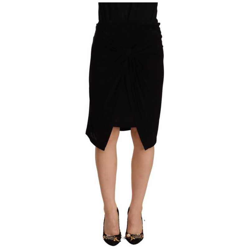 PLEIN SUD Black High Waist Pencil Knee Length Viscose Skirt, theFeinheit