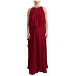 Plein Sud Elegant Silk Sleeveless Ruffled Maxi Dress