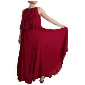 Plein Sud Elegant Silk Sleeveless Ruffled Maxi Dress 2