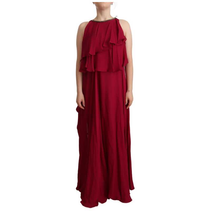 PLEIN SUD Orchid Silk Sleeveless Long Maxi Ruffle Shift Dress, theFeinheit