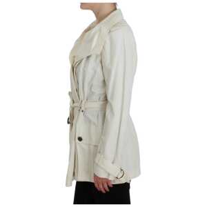Plein Sud Elegant White Wrap Trench Jacket 2