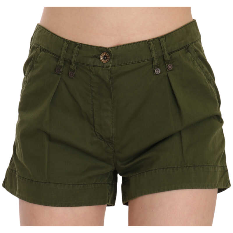 PLEIN SUD Green Mid Waist 100% Cotton Mini Shorts, theFeinheit