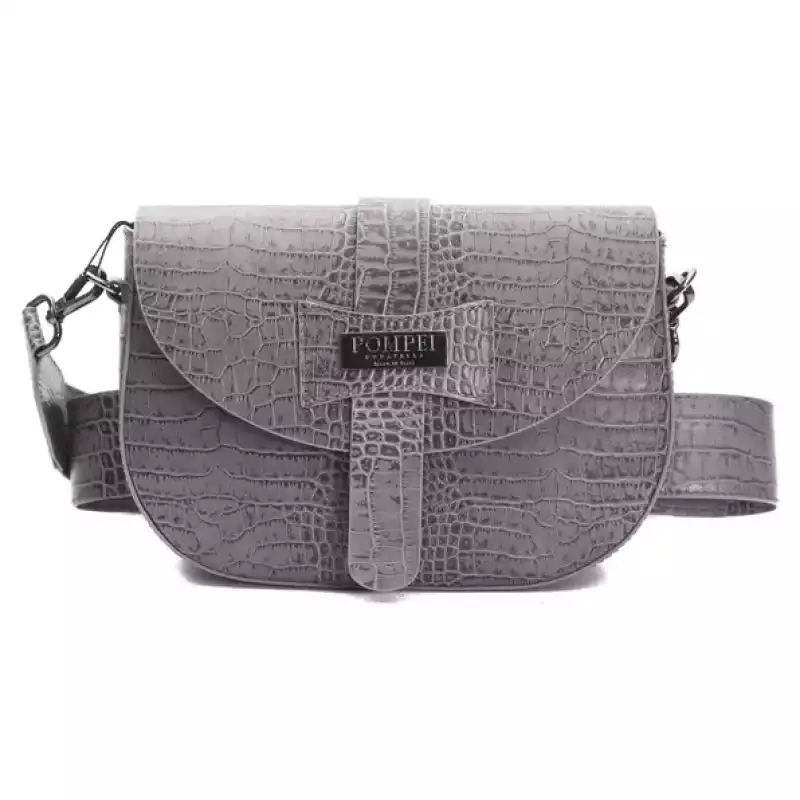 Pompei Donatella Gray Leather Women Crossbody Bag, theFeinheit