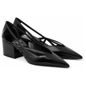 Prada Black Leather Cut Out Pumps 55 2