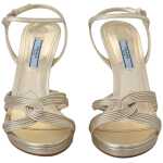 Prada Elegant Gold Stiletto Heel Sandals 3