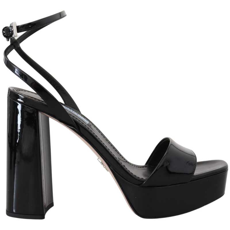 Prada Black Patent Sandals Ankle Strap Heels Leather, theFeinheit