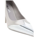 Prada Satin And Metallic Silver Leather Pumps 4
