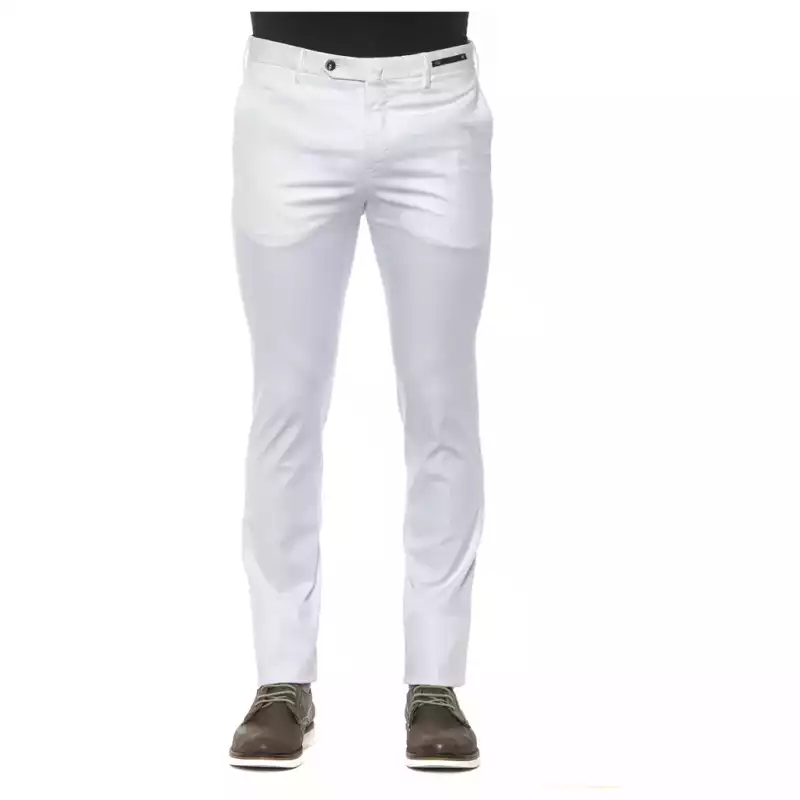 PT Torino White Cotton Men Trouser, theFeinheit