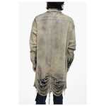 Rick Owens Distressed Denim Overshirt With Fringed Hem 2