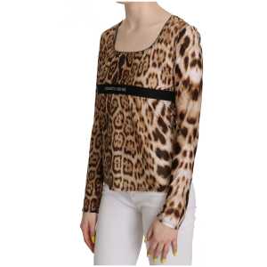 Roberto Cavalli Elegant Leopard Long Sleeve Top