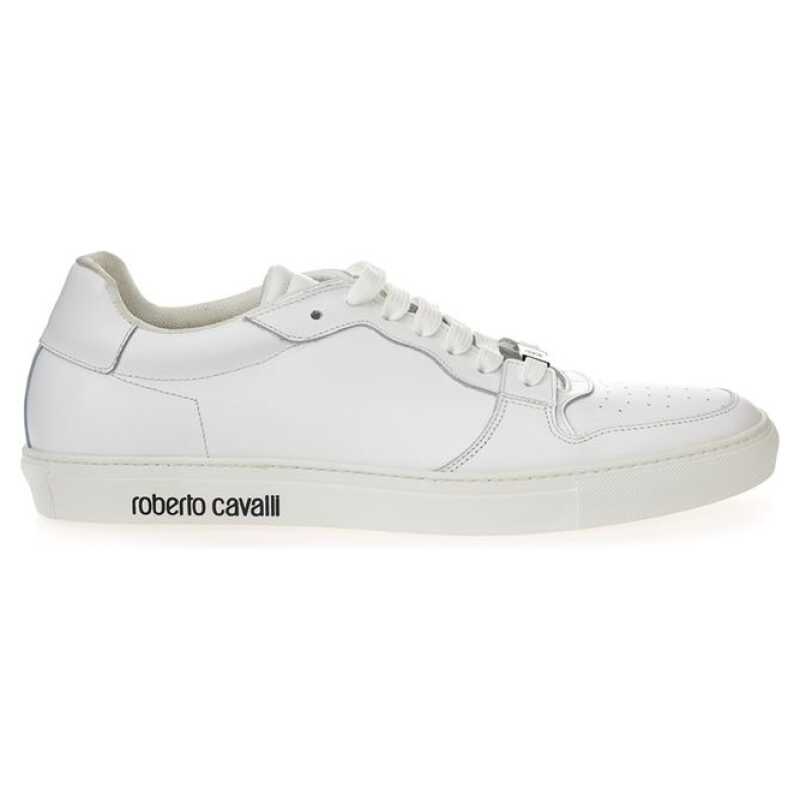 Roberto Cavalli White Leather Sneakers Luxe Footwear, theFeinheit