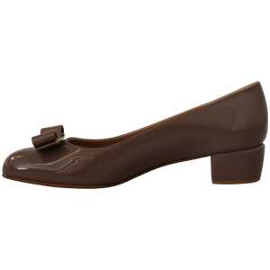 Salvatore Ferragamo Elegant Caraway Brown Pumps With Vara Bow