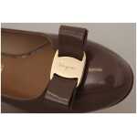 Salvatore Ferragamo Elegant Caraway Brown Pumps With Vara Bow 4
