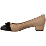 Salvatore Ferragamo Elegant Quilted Leather Pumps In Beige And Black