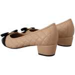 Salvatore Ferragamo Elegant Quilted Leather Pumps In Beige And Black 4