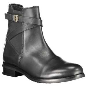 Tommy Hilfiger Black Leather Women Boot