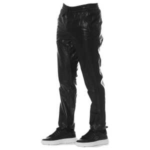 Trussardi Black Lamb Leather Men Trouser