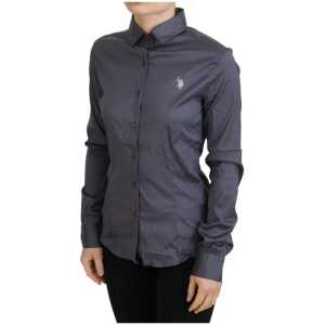 Us Polo Assn Elegant Gray Long Sleeve Polo Top