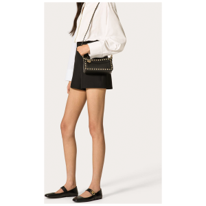 Valentino Garavani Black Garnet Calfskin Small Rockstud Shoulder Bag 2