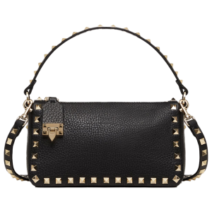 Valentino Garavani Black Garnet Calfskin Small Rockstud Shoulder Bag
