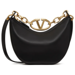 Valentino Garavani Black Leather Mini Hobo Vlogo Shoulder Bag
