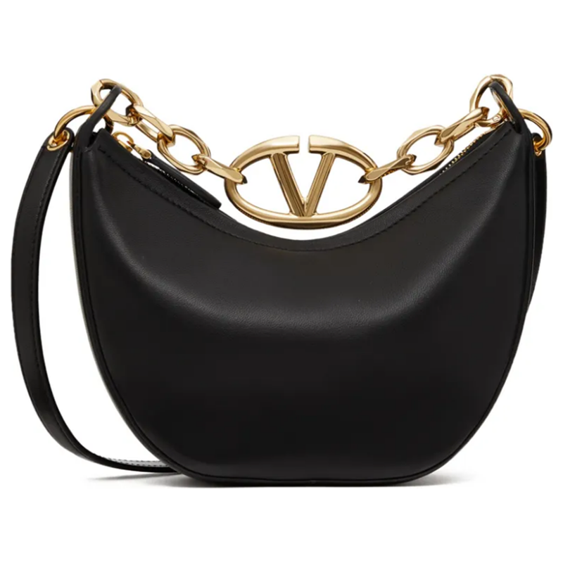 Valentino Garavani Black Leather Mini Hobo Vlogo Shoulder Bag, theFeinheit