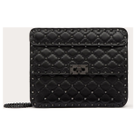 Valentino Garavani Black Nappa Leather Medium Rockstudt Spike Bag