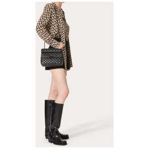 Valentino Garavani Black Nappa Leather Medium Rockstudt Spike Bag 2