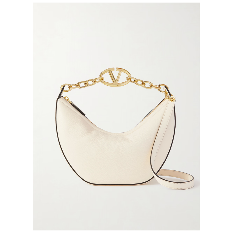 Valentino Garavani Ivory Leather Small Hobo Vlogo Shoulder Bag, theFeinheit