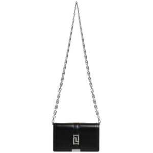 Versace Black Calfskin Leather Chain Strap Shoulder Crossbody Bag 2