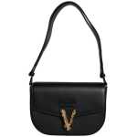 Versace Black Grainy Calf Leather Logo Crossbody Shoulder Bag 8