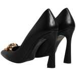 Versace Black Leather Logo Plaque High Heels Pumps Shoes 4