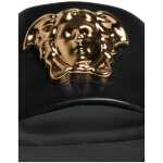 Versace Black Leather Logo Plaque Slip On Slides Flats Shoes 13