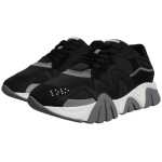 Versace Black Leather Neoprene Chunky Low Top Sneakers Squalo Shoes 2