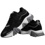 Versace Black Leather Neoprene Chunky Low Top Sneakers Squalo Shoes 7