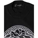 Versace Black Medusa Embroidery Crew Neck Pullover Sweater