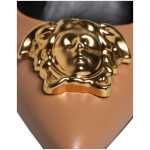 Versace Brown Leather Logo Plaque High Heels Pumps Shoes 5