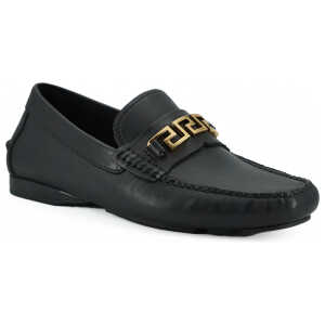 Versace Elegant Black Calf Leather Men Loafers