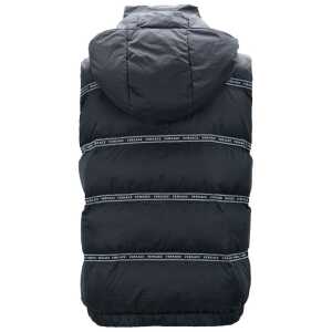 Versace Elegant Black Logo Band Vest With Detachable Hood