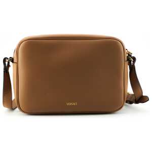 Versace Elegant Brown Leather Camera Case Shoulder Bag