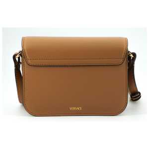 Versace Elegant Calf Leather Shoulder Bag In Brown
