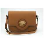 Versace Elegant Calf Leather Shoulder Bag In Brown 5